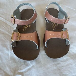 Kids Salt Water Sandals with Adjustable Straps - Pink and Brown